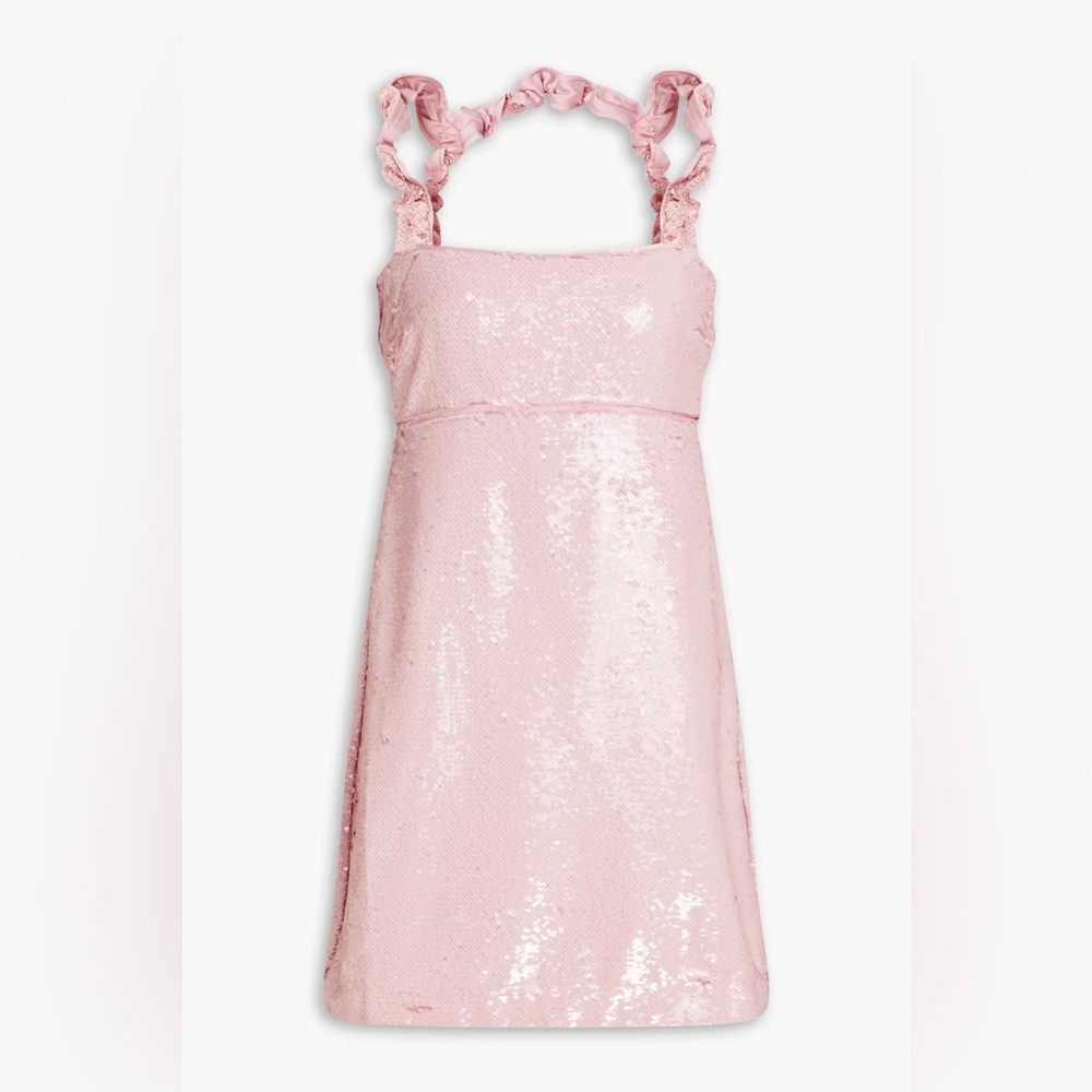 Ganni ruffle trim sequined mini dress